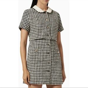 Sandro Faustina Black and White Checkered Plaid Houndstooth Dress NWT
